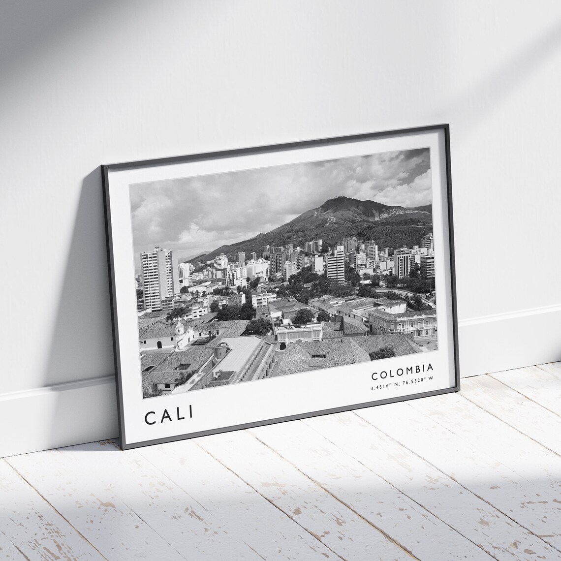 Cali Colombia Black And White City Mountain Photo Travel Poster - Image 2