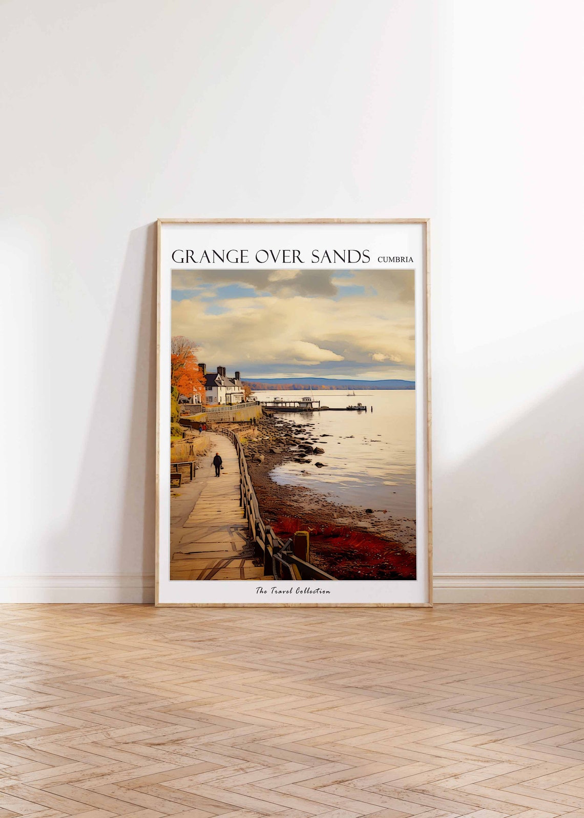 Grange Over Sands Cumbria Shoreline Promenade Illustration Poster - Image 2