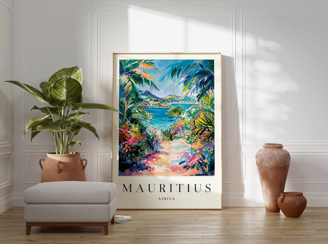 Mauritius Africa Tropical Jungle Path Beach Lagoon Island Poster - Image 3