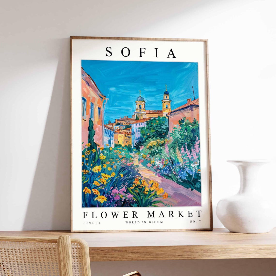 Sofia Flower Market Flower Lane Twin Dome Church View Poster