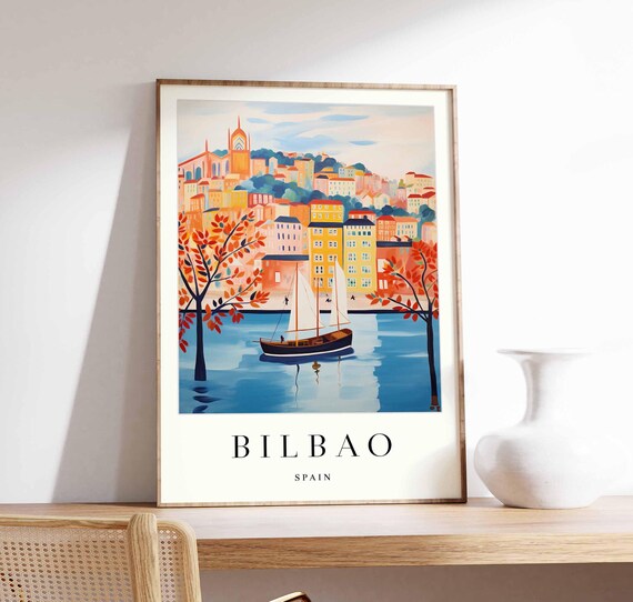 Bilbao Poster Spain Print Wall Art Guggenheim Museum Basque Country Skyline Travel