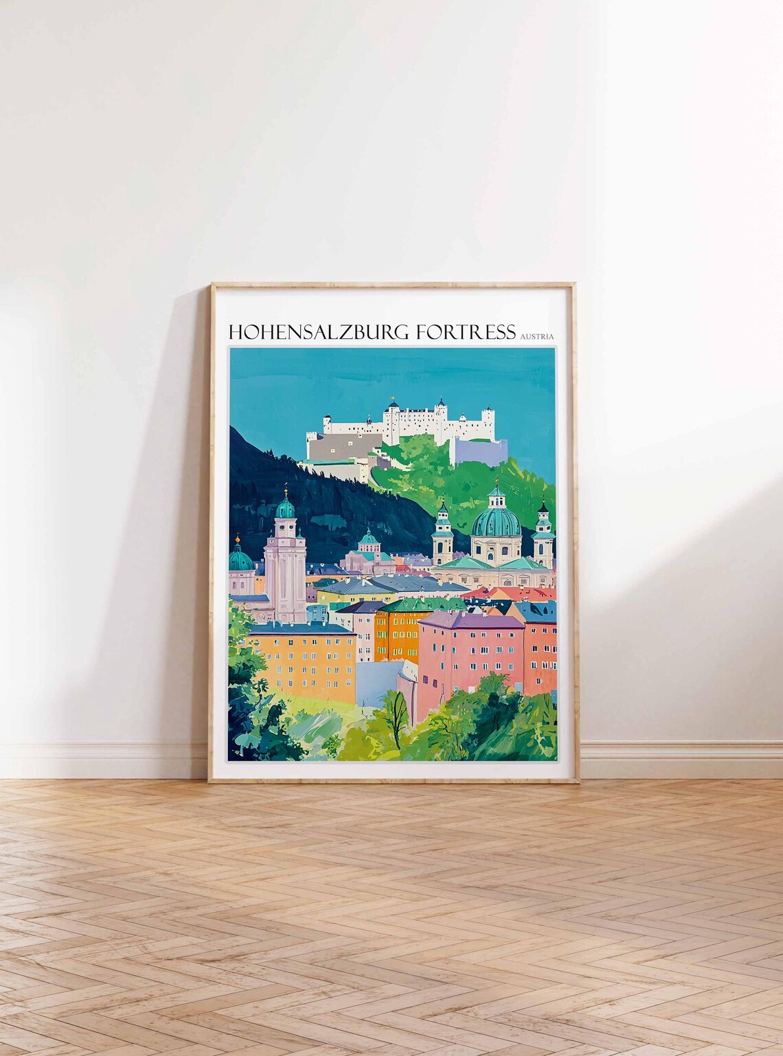 Hohensalzburg Fortress Austria Colorful Old Town View Art Poster - Image 2