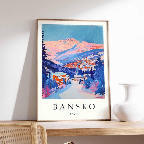 Bansko Bulgaria Poster Ski Resort Travel Print