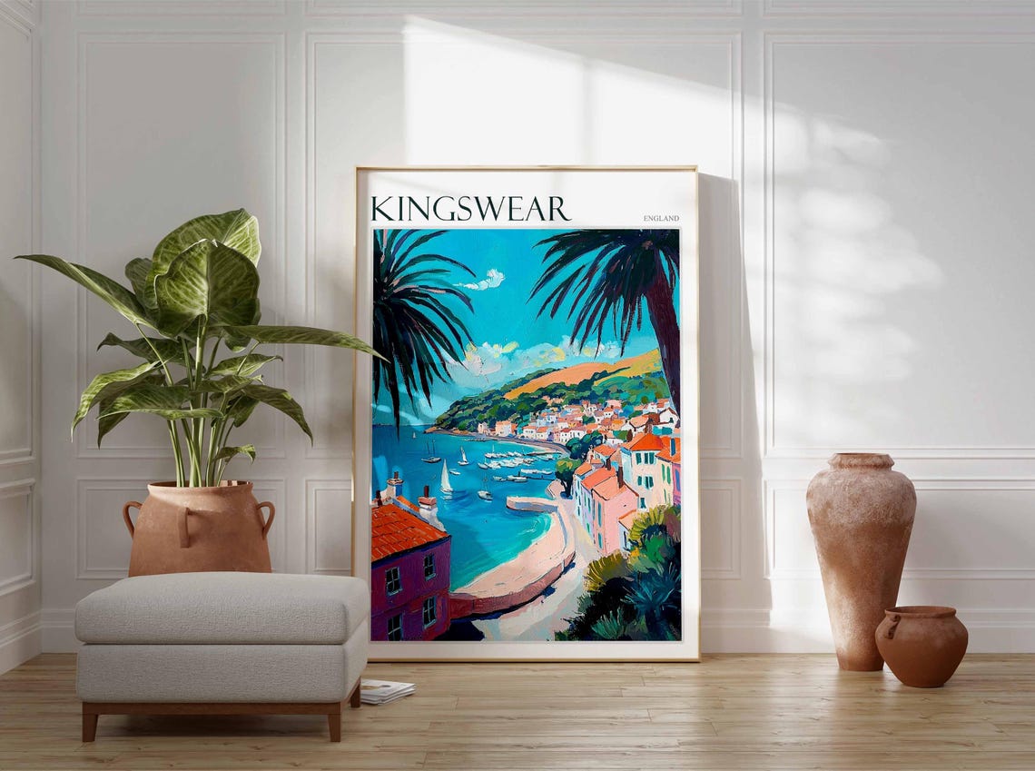 Kingswear Poster English Riviera Poster Uk Travel Poster Coastal Wall Art British Decor Kingswear Travel Print Kingswear Wall Decor - Image 3