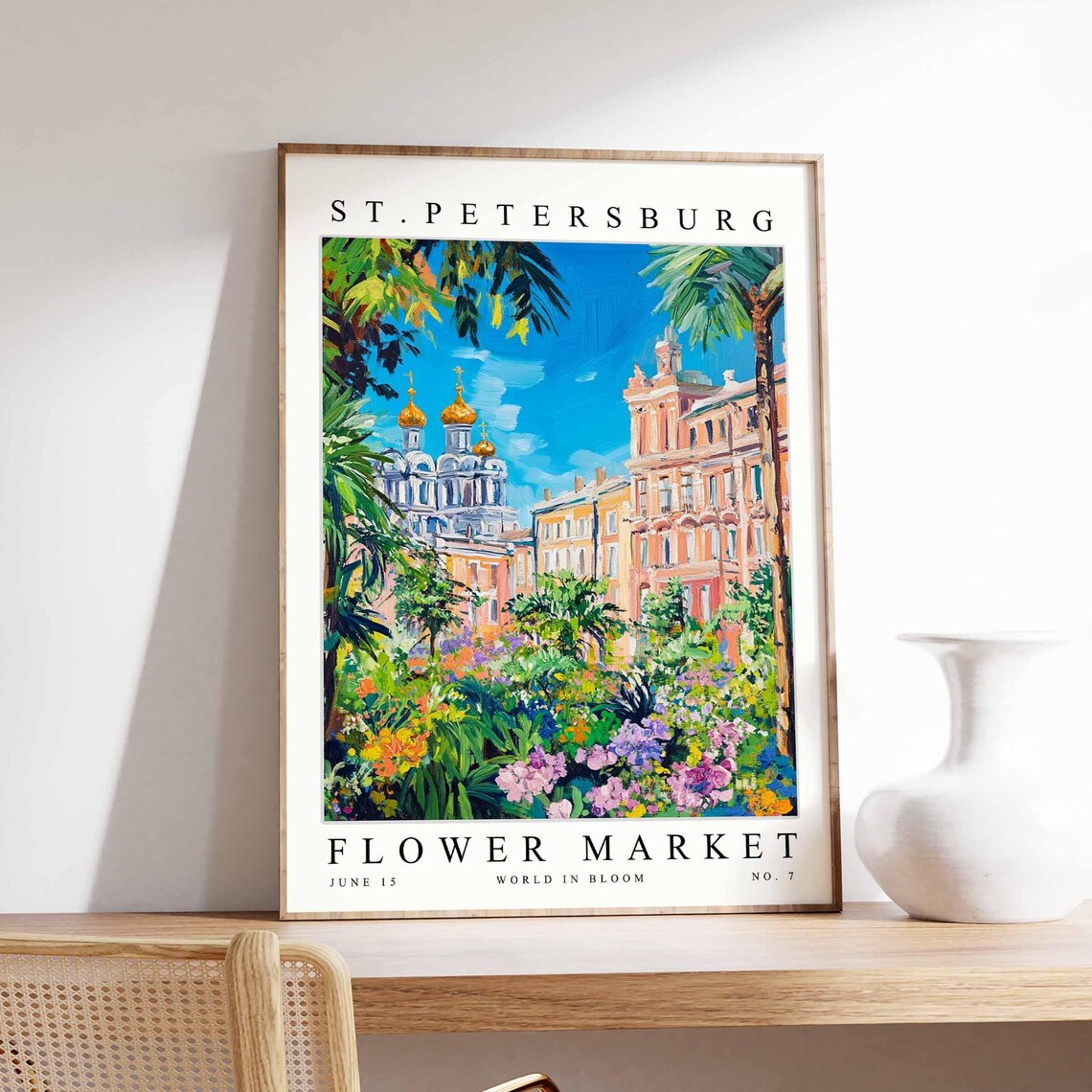St. Petersburg Golden Domes Palms Tropical Garden Art Poster
