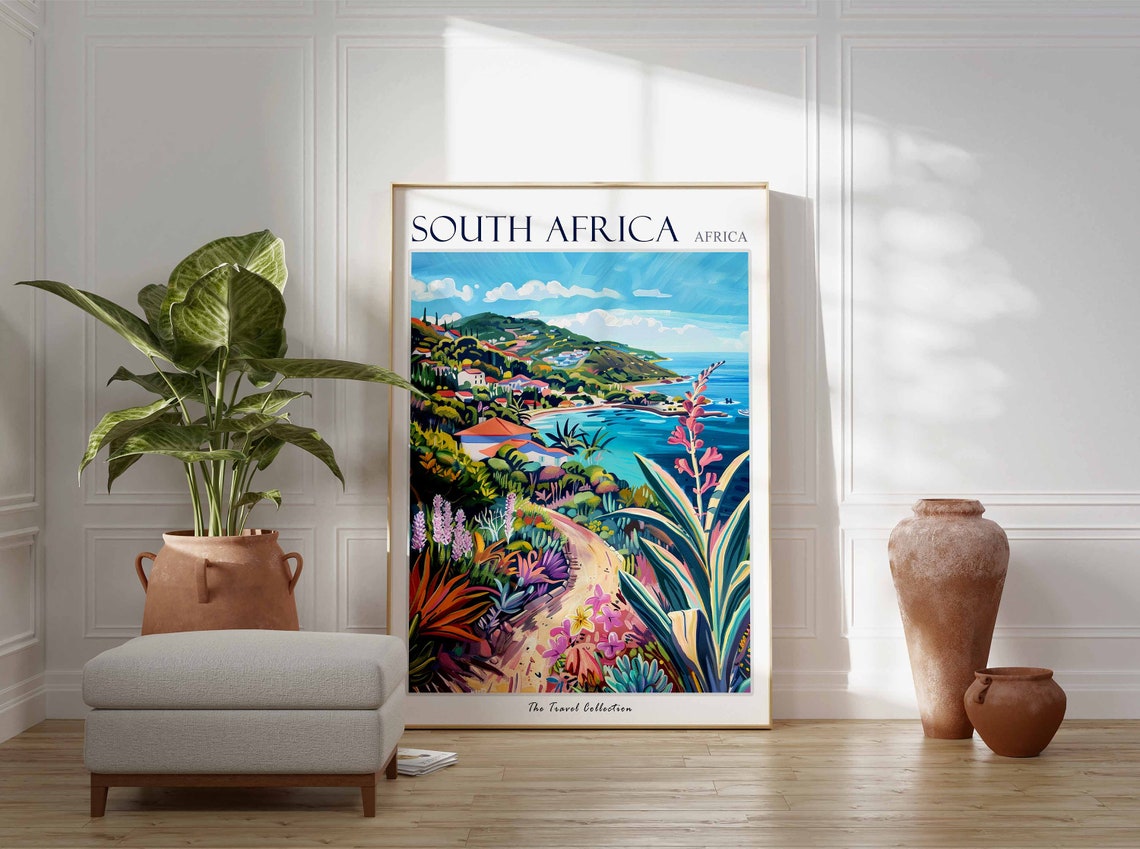 South Africa Coastal Garden Path Tropical Beach Travel Poster - Image 2