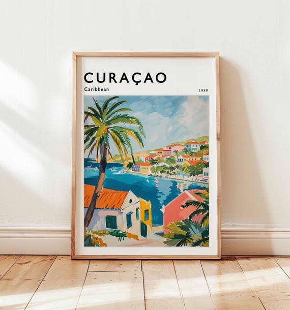 Curaao Travel Poster Willemstad Caribbean Island Art Print