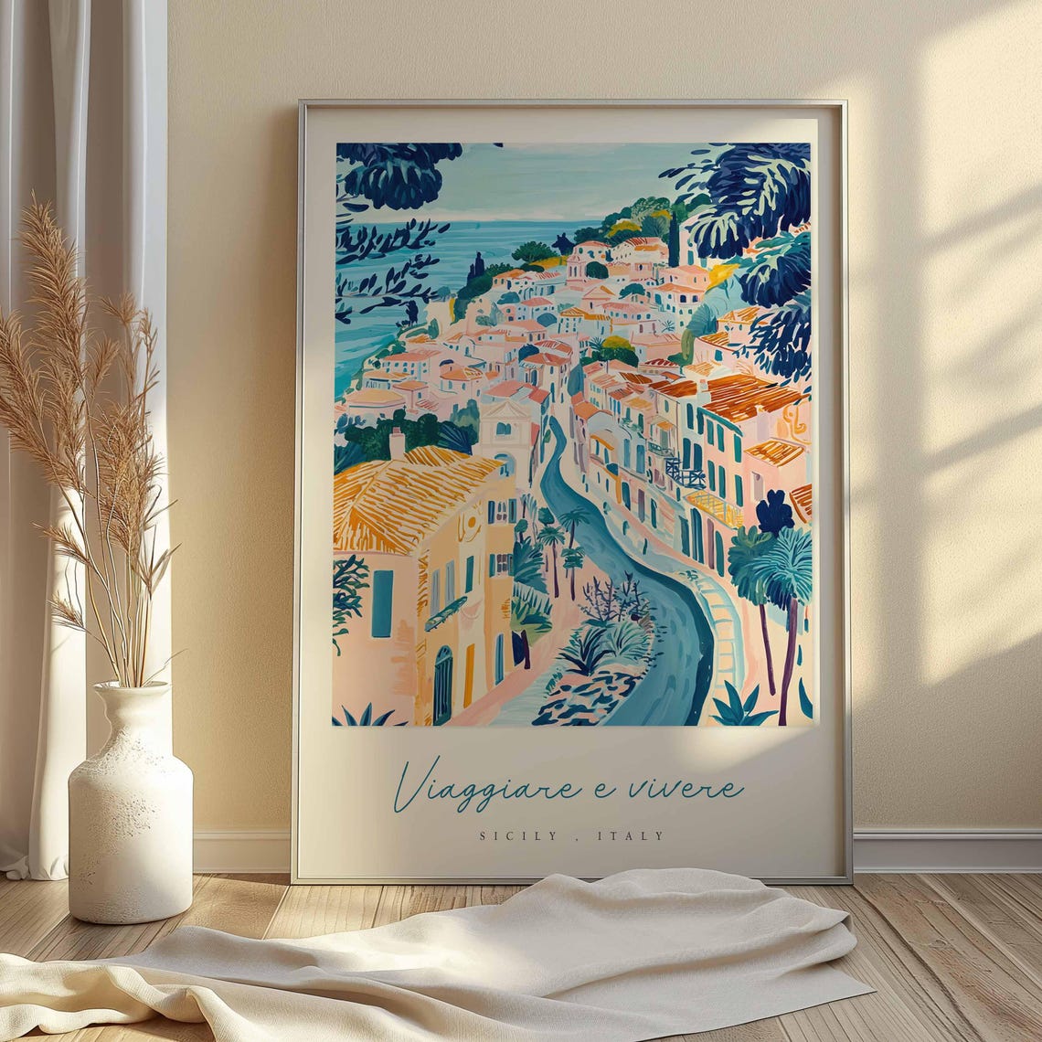Sicily Poster Italian Travel Print Sicily Travel Art Sicily Wall Art Italy Art Italy Travel Decor Italian Travel Gift - Image 2