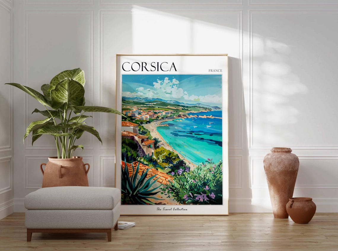 Corsica Poster France Travel Print French Decor Europe Travel Poster European Wall Art Sea Print Corsica Gift Corsica Travel Poster - Image 3