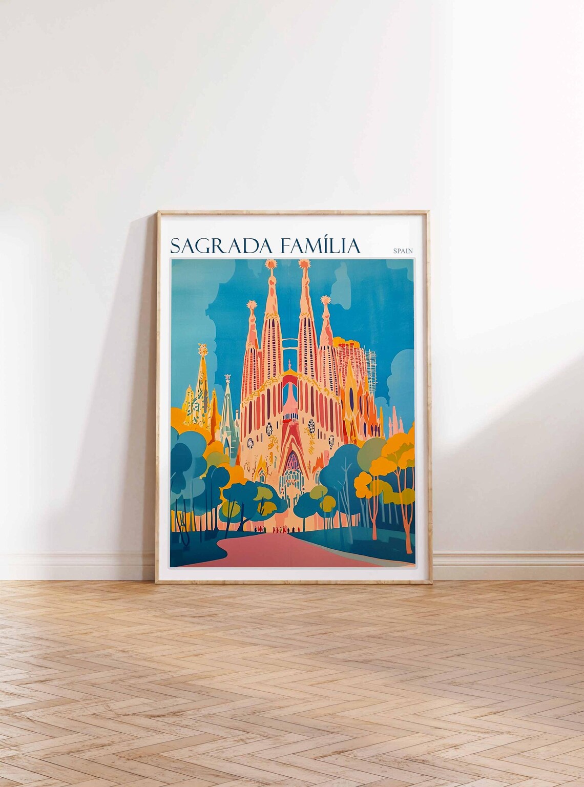 Sagrada Familia Flat Vector Style Bold Graphic Spain Travel Poster - Image 2