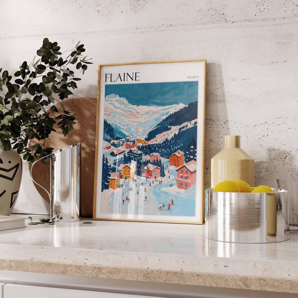Skiing Travel Poster Skiing Art Flaine Poster Flaine Wall Art French Alps Poster French Alps Print Flaine Travel Print Flaine Ski Art - Image 3