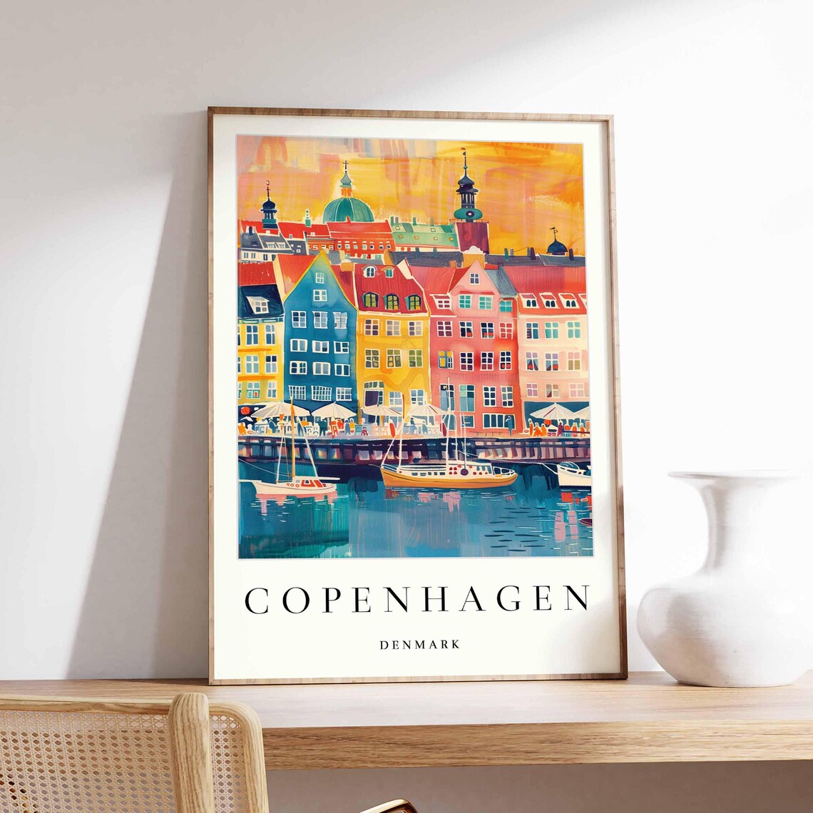 Copenhagen Travel Poster, Nyhavn Scandinavian City