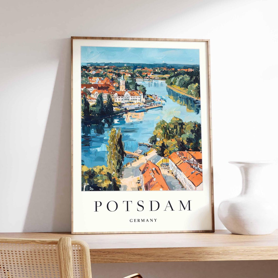 Potsdam Germany River Aerial View Old Town Red Roofs Scene Poster