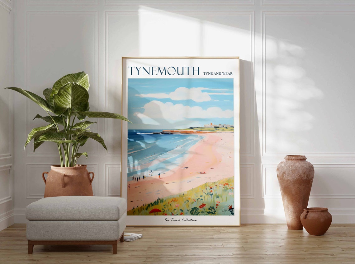 Tynemouth Tyne And Wear Sandy Beach Seafront Summer Art Travel Poster - Image 3