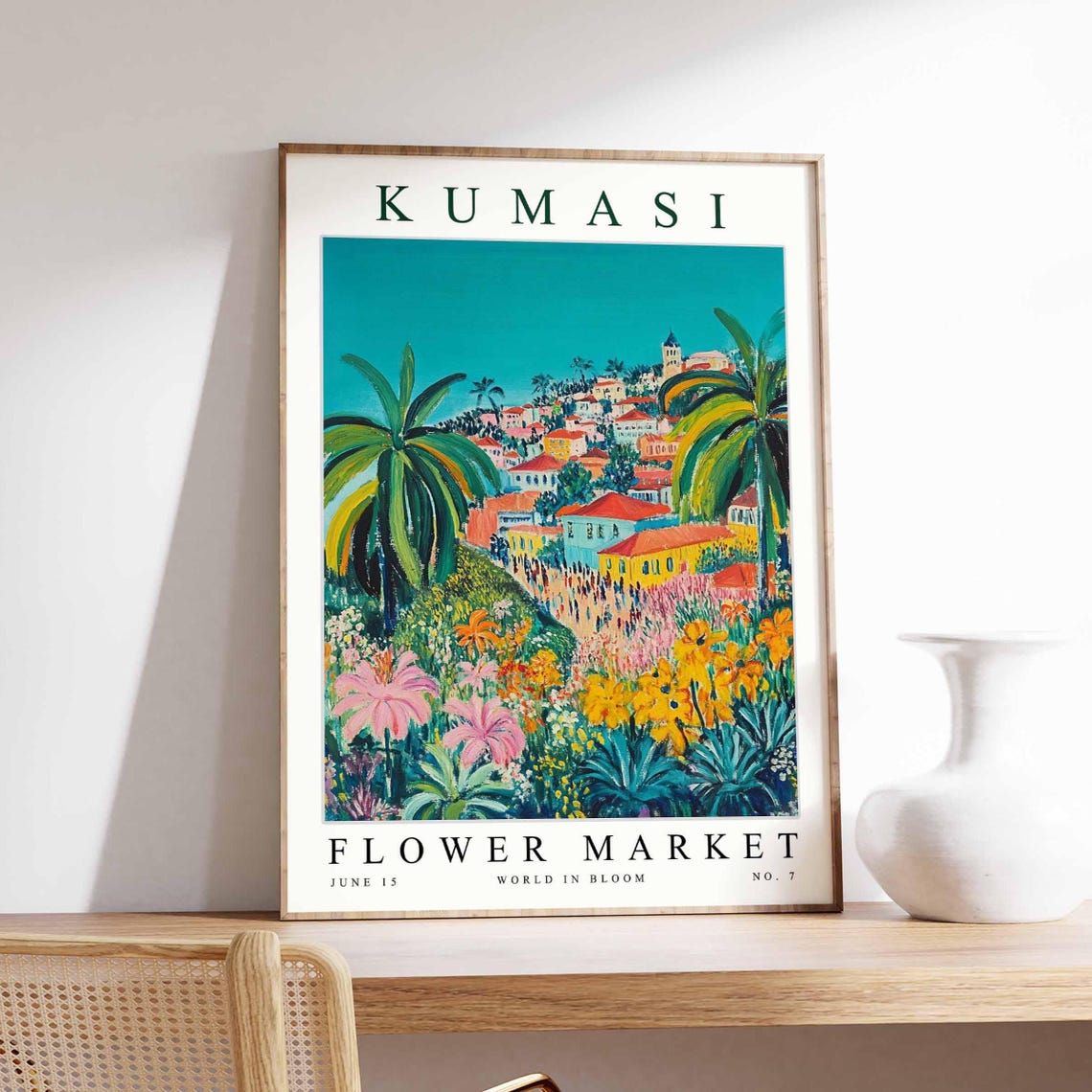 Kumasi Flower Market Poster Print Ghanaian Floral Wall Art Decor Botanical Ghana Africa Travel