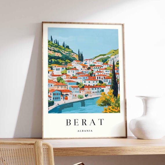 Berat Albania Travel Poster Ottoman Architecture Print