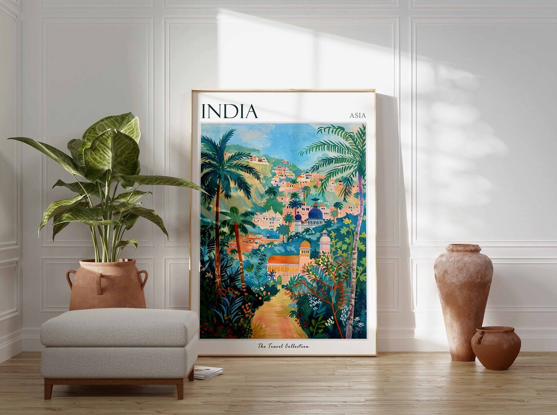 India Asia Royal Palace Domes Hillside Palm Garden Travel Poster - Image 2