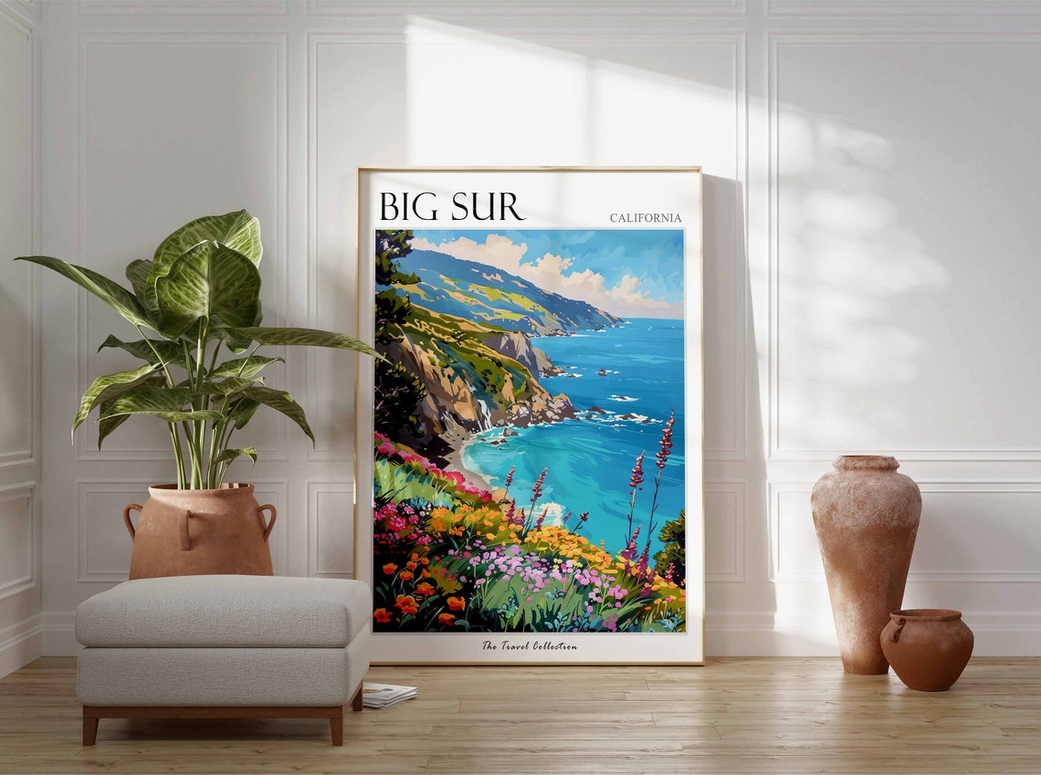 Big Sur Poster California Travel Print Californian Decor North America Travel Poster Big Sur Wall Art Sea Print Big Sur Travel Poster - Image 3
