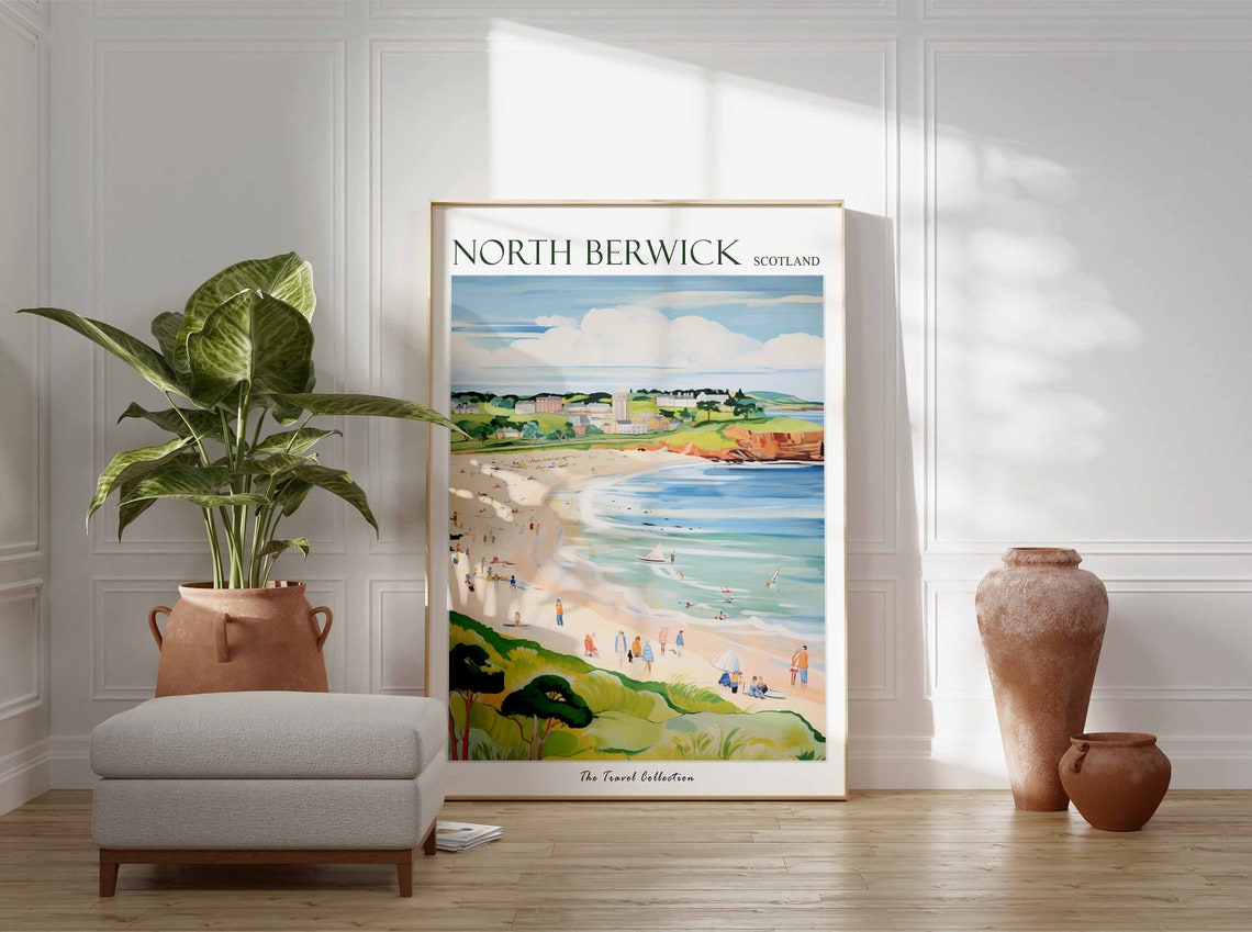 North Berwick Scotland Sandy Beach Seaside Town Bay View Poster - Image 3
