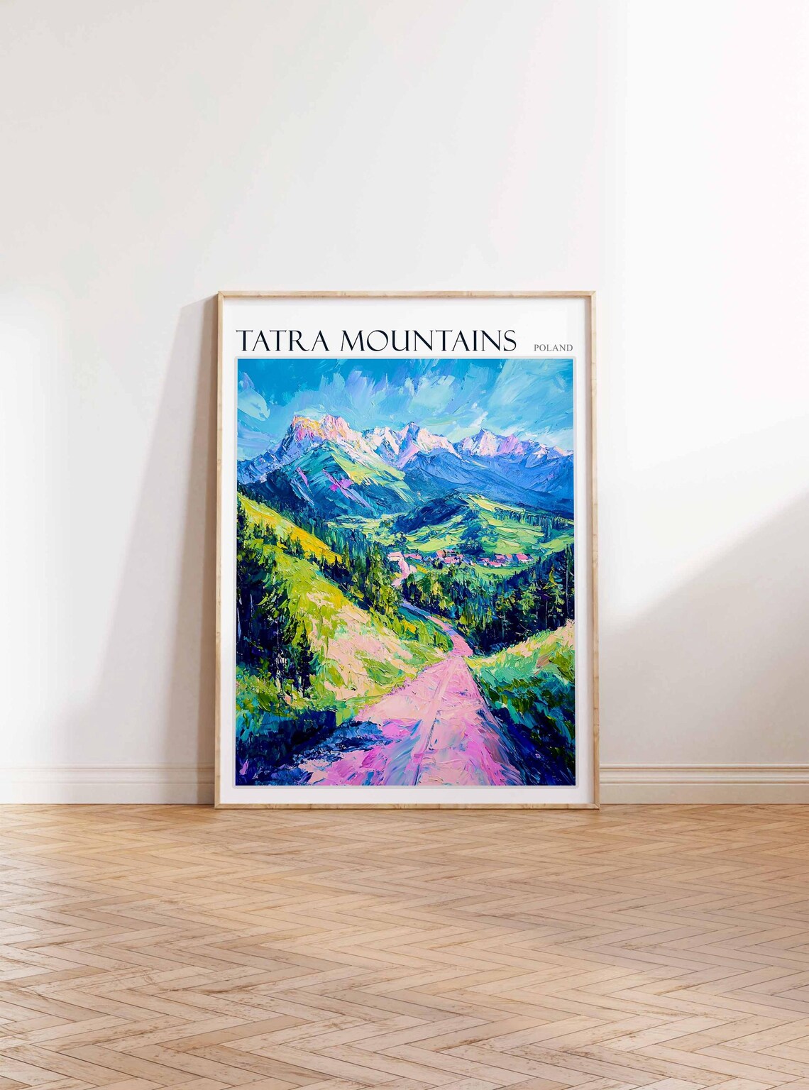 Tatra Mountains Poland Pink Winding Trail Valley Snow Peaks Poster - Image 2