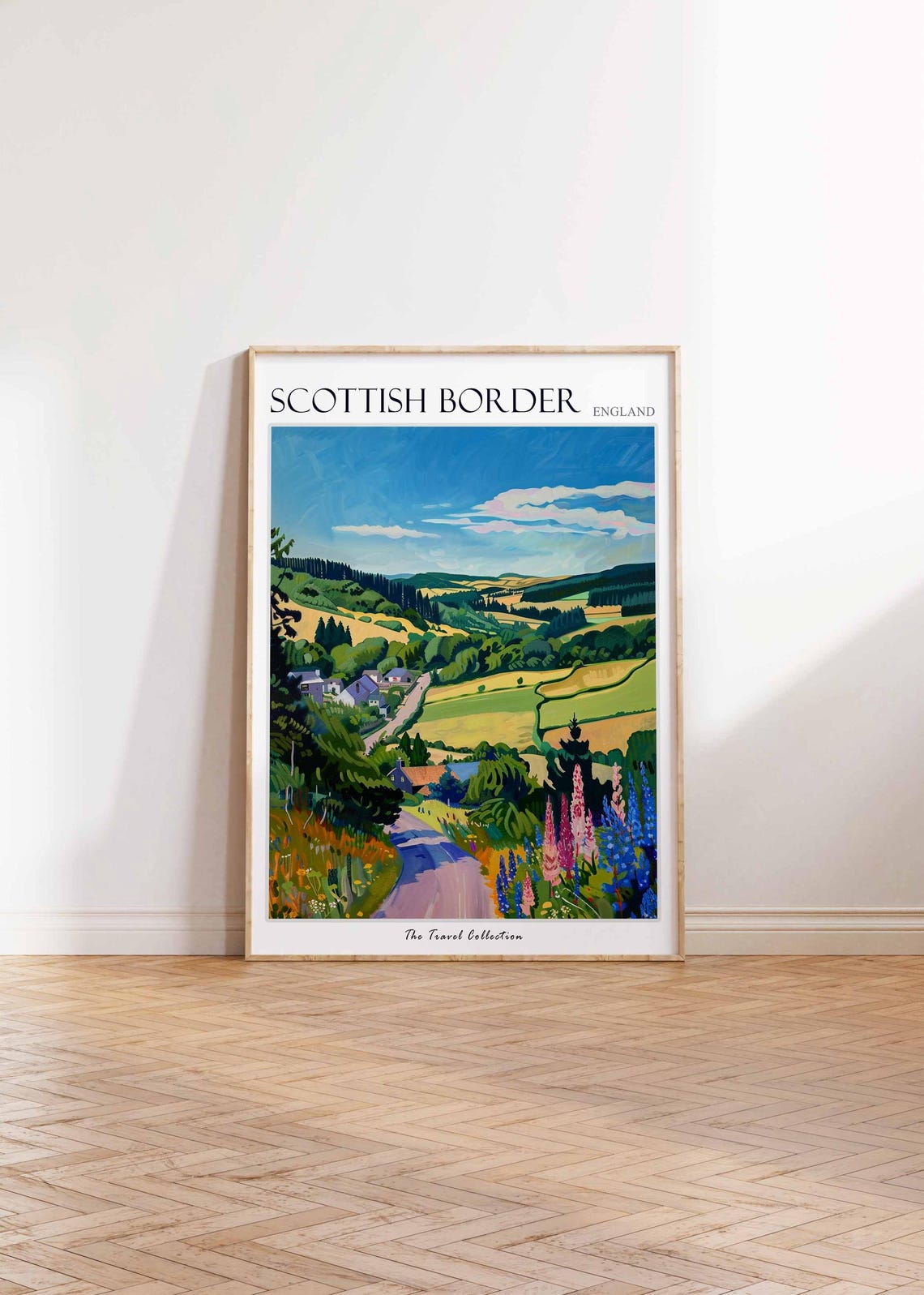 Scottish Borders Rolling Farmland Hills Village Meadow Poster - Image 2