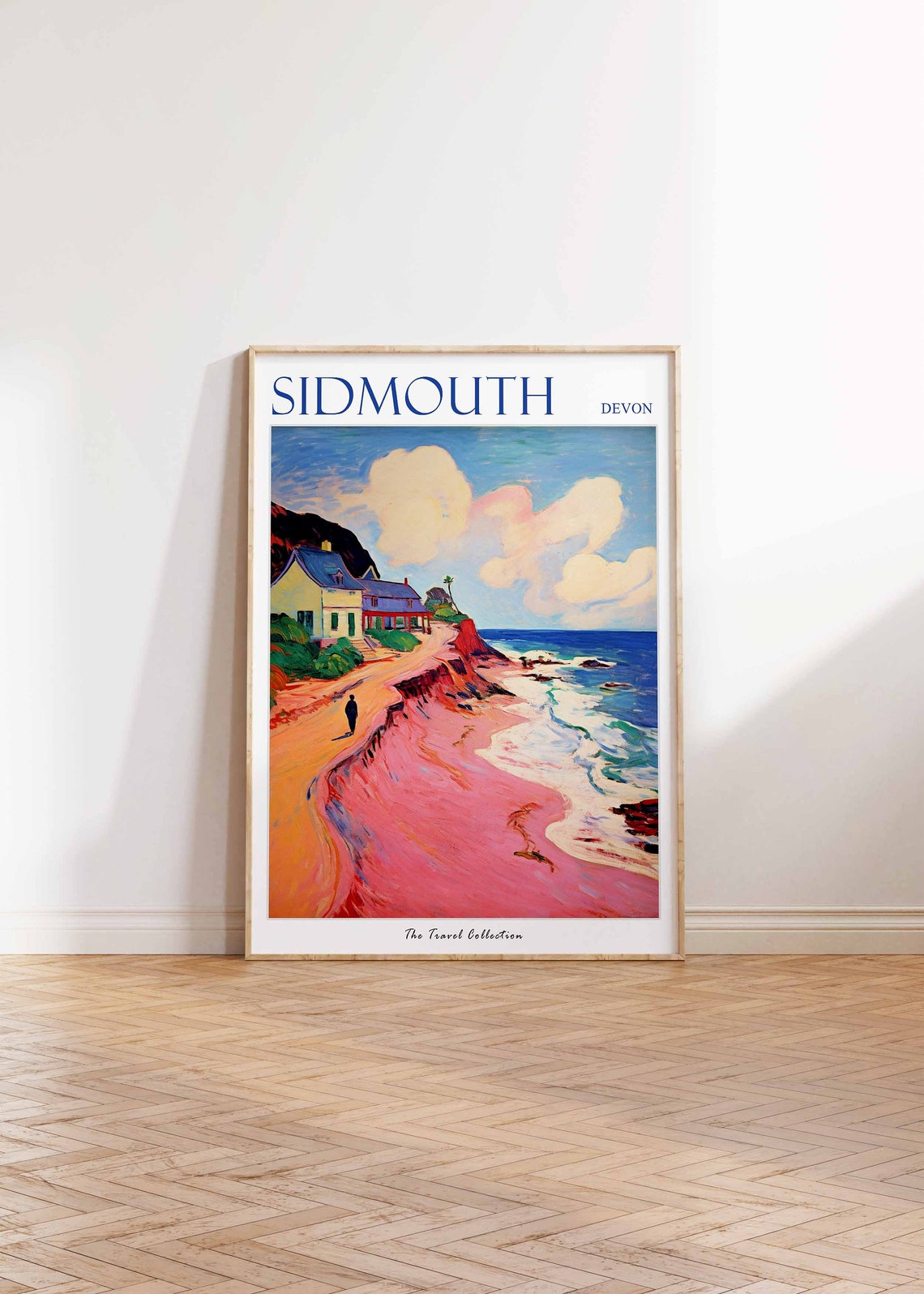 Sidmouth Devon Coastal Cottage Red Cliff Path Sea Travel Poster - Image 2
