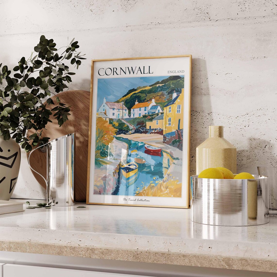 Cornwall England Fishing Harbor Boats Coastal Village Travel Poster - Image 3