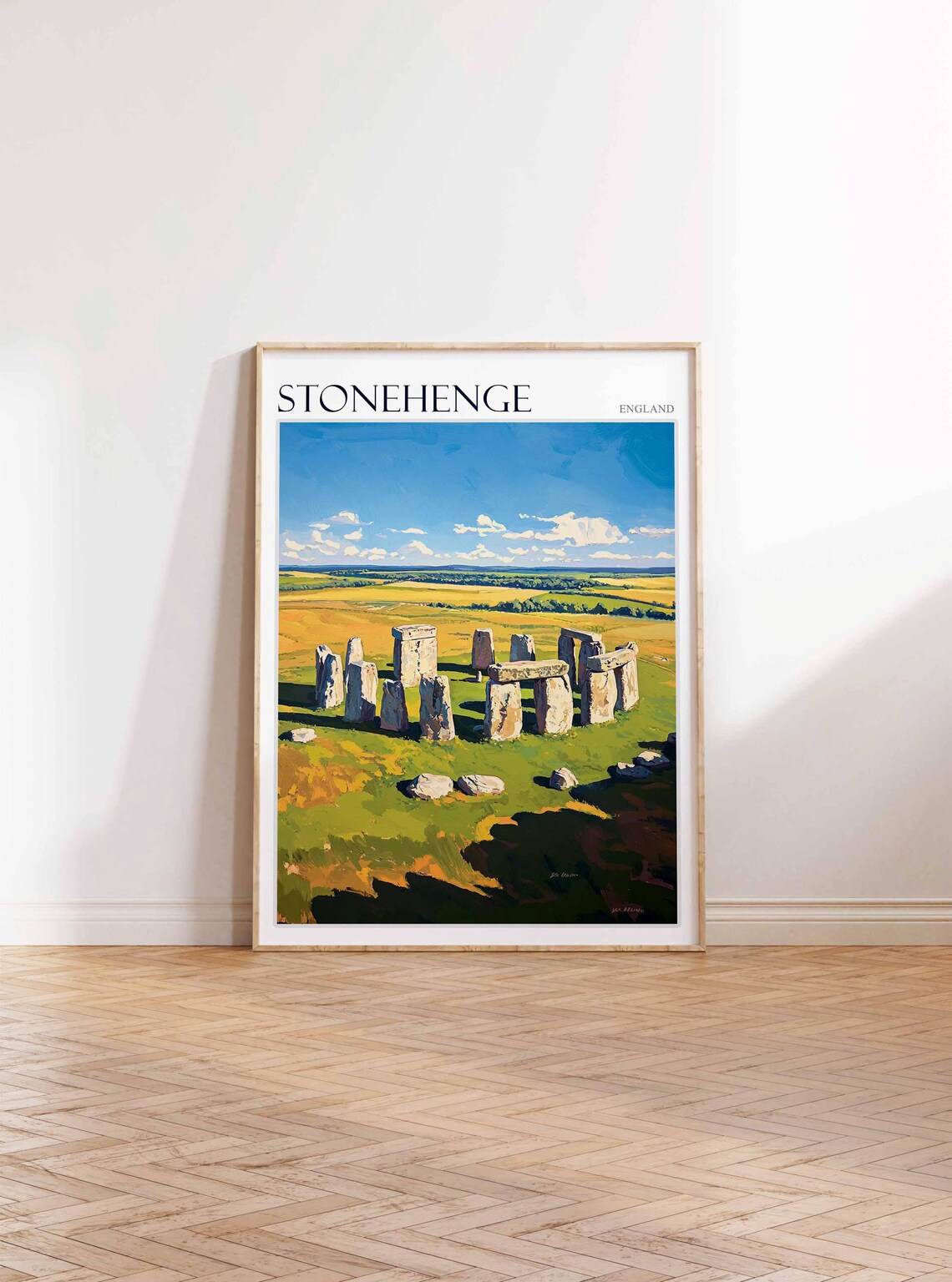 Stonehenge England Aerial View Golden Farmland Colorful Poster - Image 2