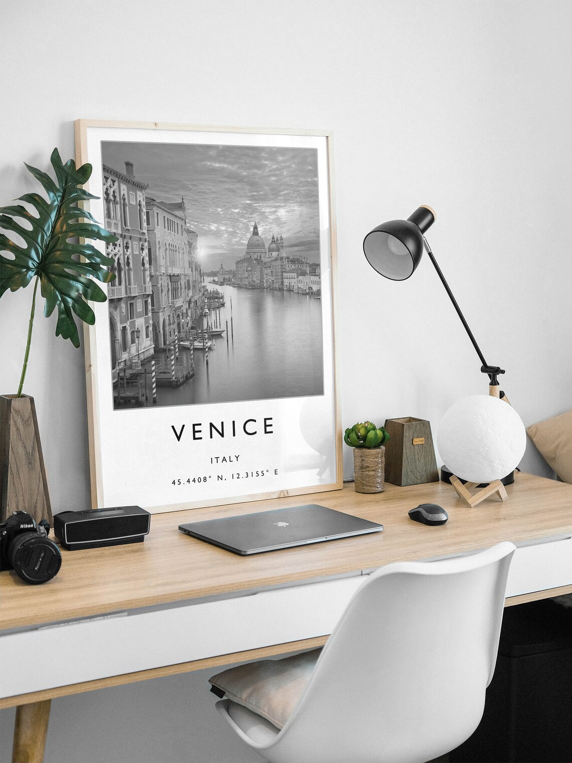 Venice Travel Poster, Black and White Italy Art - Image 2