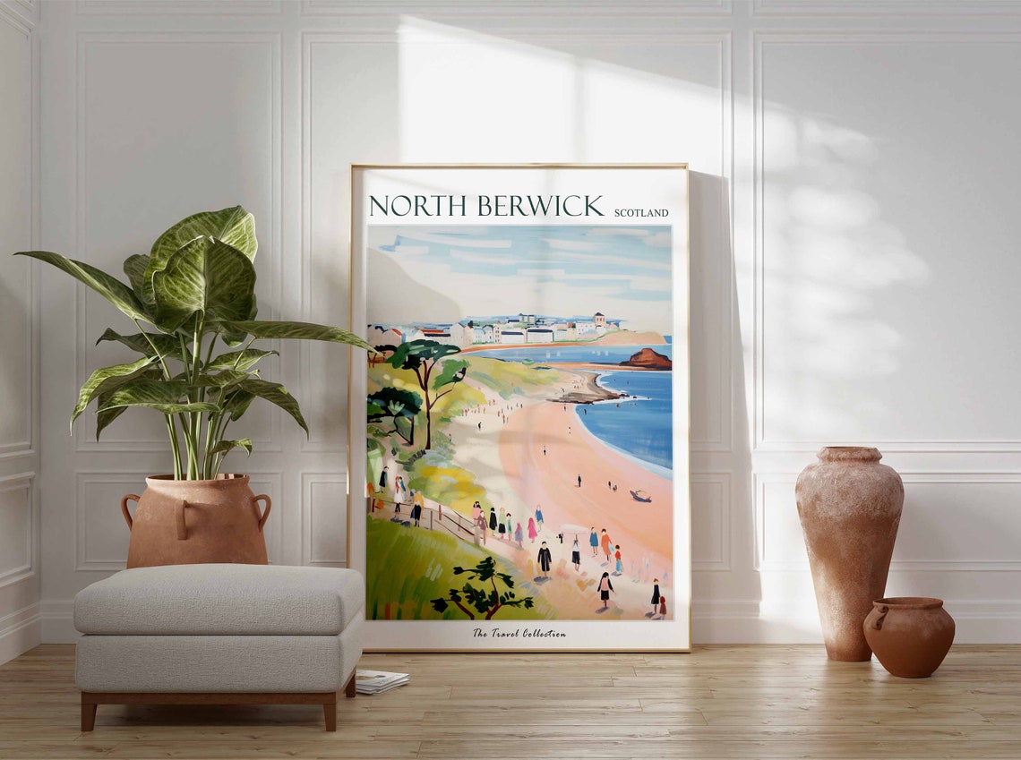 North Berwick Scotland Crowded Beach Summer Travel Collection Poster - Image 2