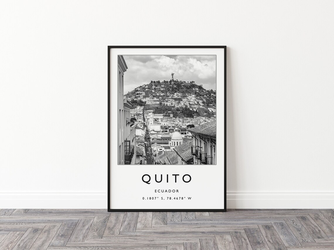 Quito Ecuador Black White Travel Poster City Photo Minimalist Art - Image 2