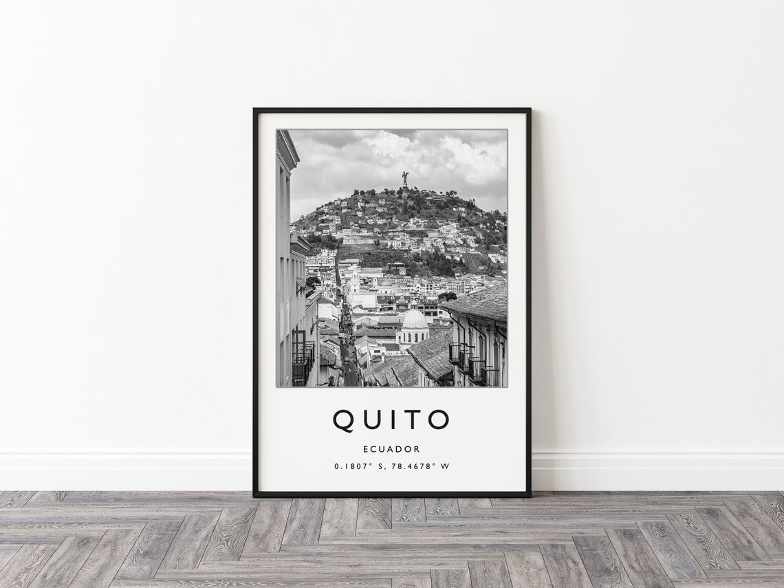 Quito Ecuador Travel Print Quito Travel Poster Ecuador Travel Print South America Travel Poster Travel Gift Black And White Print - Image 2
