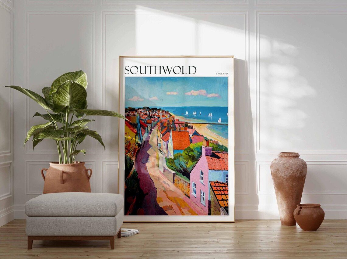 Southwold Street Down To Beach Sailing Boats Poster England Art - Image 2