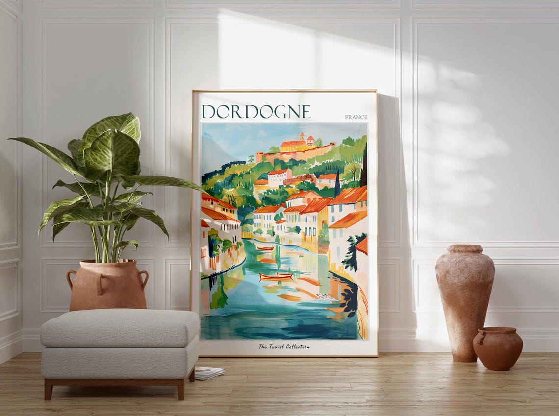 Dordogne Poster France Travel Print French Decor Europe Travel Poster European Wall Art Botanical Print Dordogne Travel Poster - Image 3
