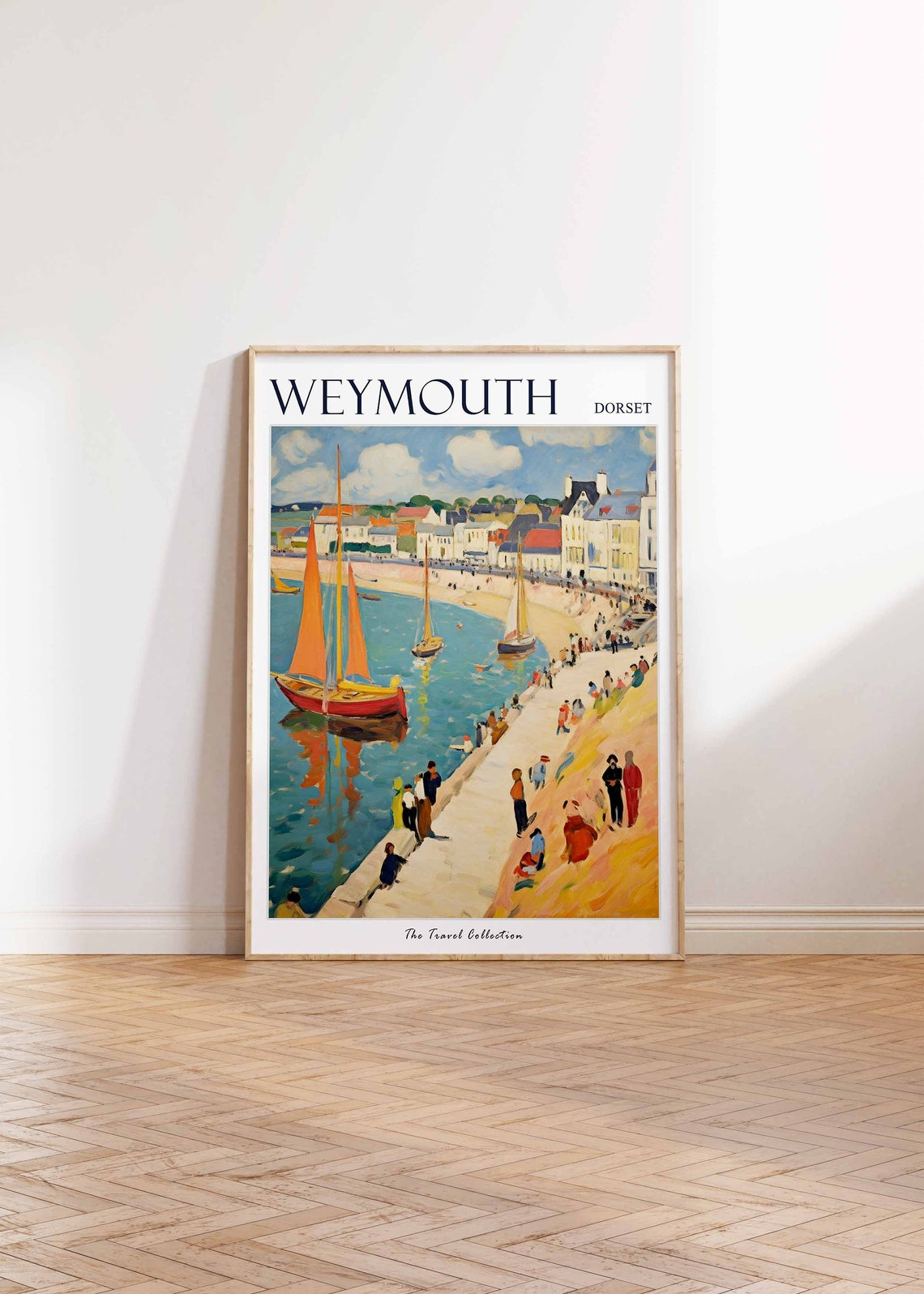 Weymouth Dorset Harbor Sailboats Promenade Crowd Travel Poster - Image 2