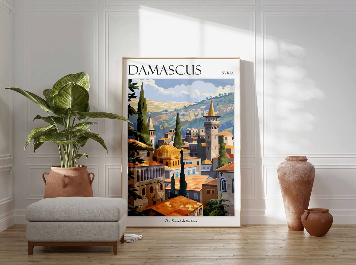 Damascus Travel Poster, Tropical Decor City Print - Image 3