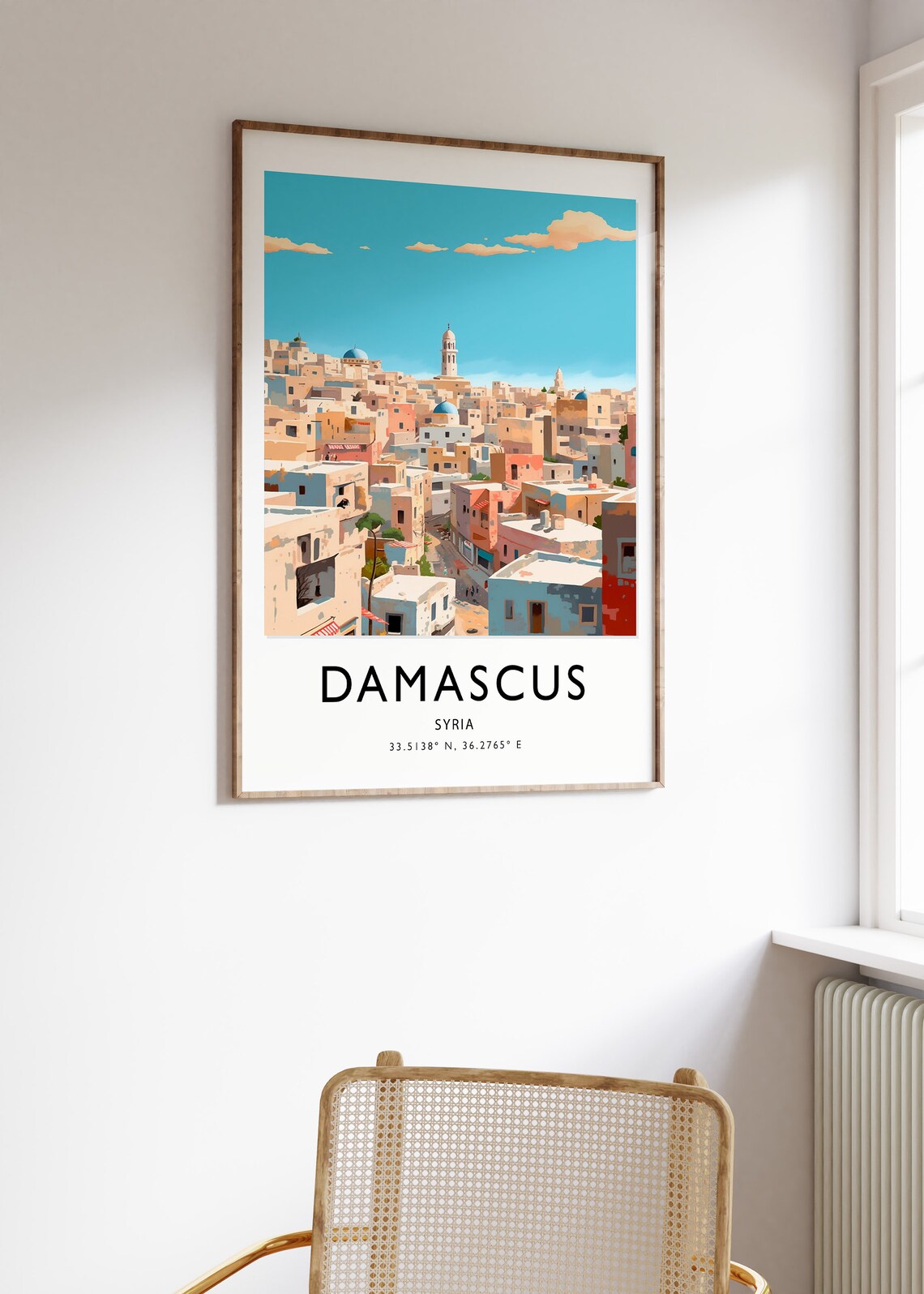 Damascus Syria Cityscape Minaret Domes Old Town Travel Poster - Image 3