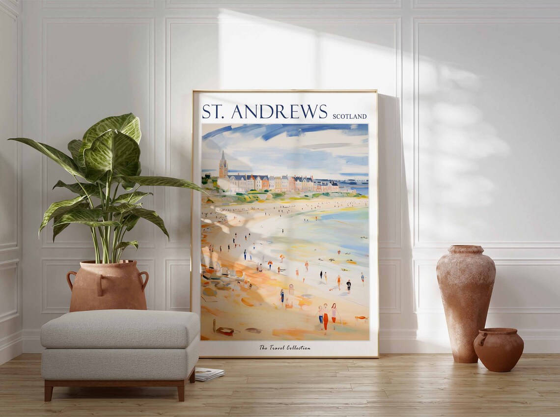 St Andrews Poster St Andrews Travel Print Scotland Travel Poster Scottish Decor Tropical Decor Sea Print St Andrews Travel Poster - Image 3