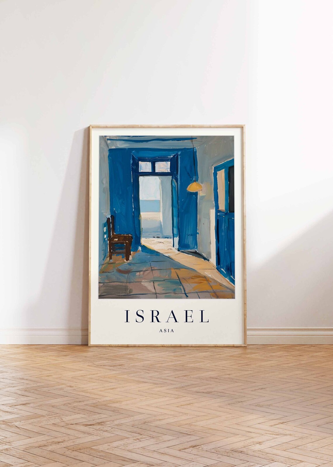Israel Blue Doorway Sea View Mediterranean Painting Travel Poster - Image 2