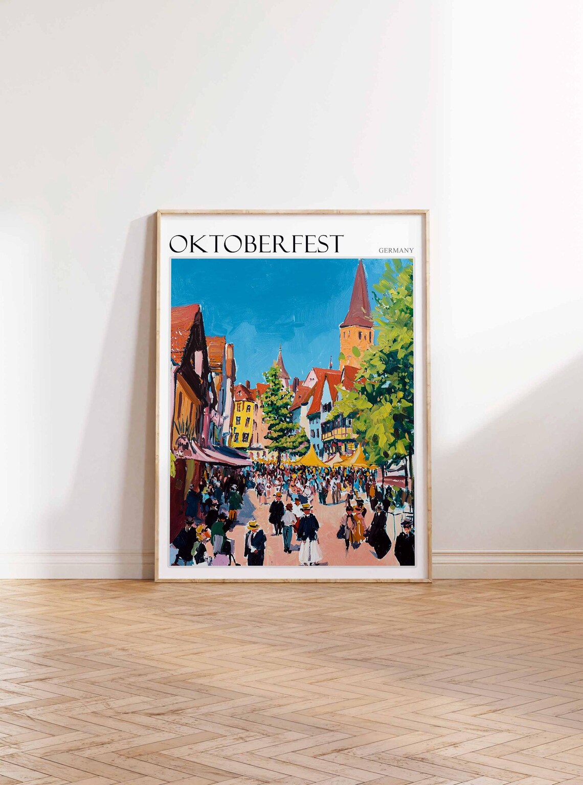 Oktoberfest Germany Festive Street Crowd in Traditional Attire Poster - Image 2