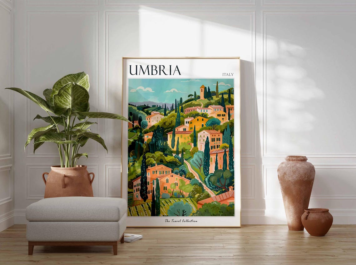 Umbria Poster Umbria Travel Print Italy Wall Art Italian Travel Print Italian Decor Italian Gift Umbria Wall Art - Image 2