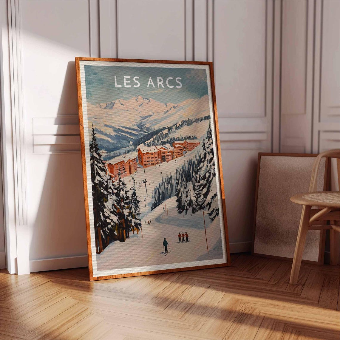 Les Arcs France Snowy Chalets Pine Forest Skiers Ski Travel Poster - Image 3
