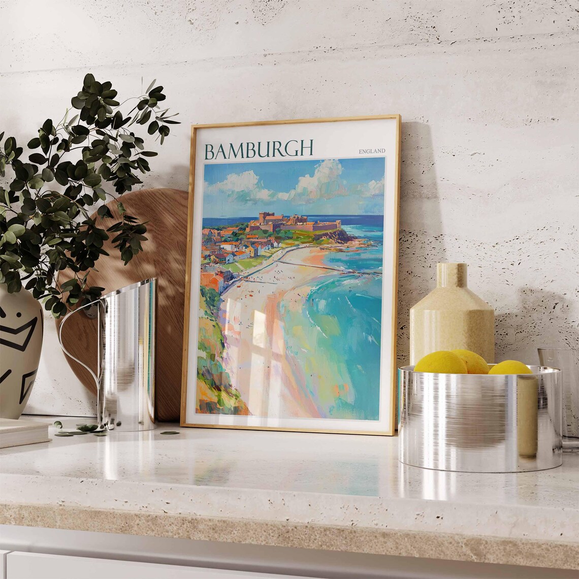 Bamburgh Poster Northumberland Poster England Travel Poster Coastal Wall Art Uk Home Decor Bamburgh Travel Print Bamburgh Wall Decor - Image 2