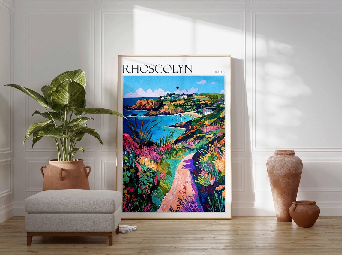 Rhoscolyn Wales Flower Lined Coastal Path To Blue Bay Poster - Image 4