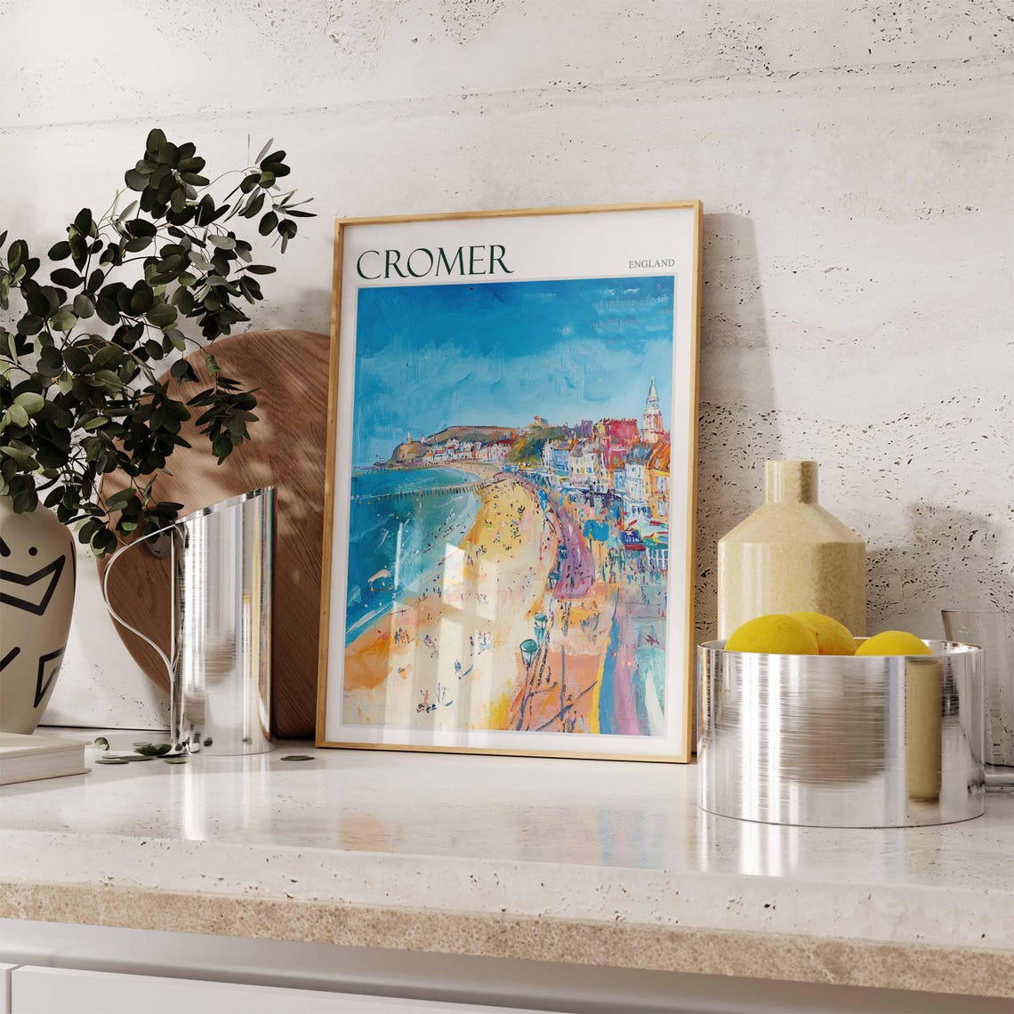 Cromer England Painted Beach Pier Summer Holiday Coast Poster - Image 2