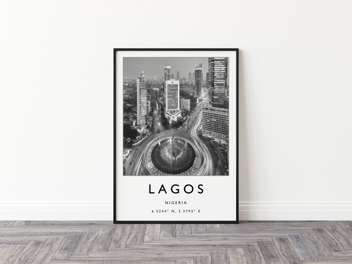 Lagos Nigeria Travel Poster, Black and White Travel Art - Image 3