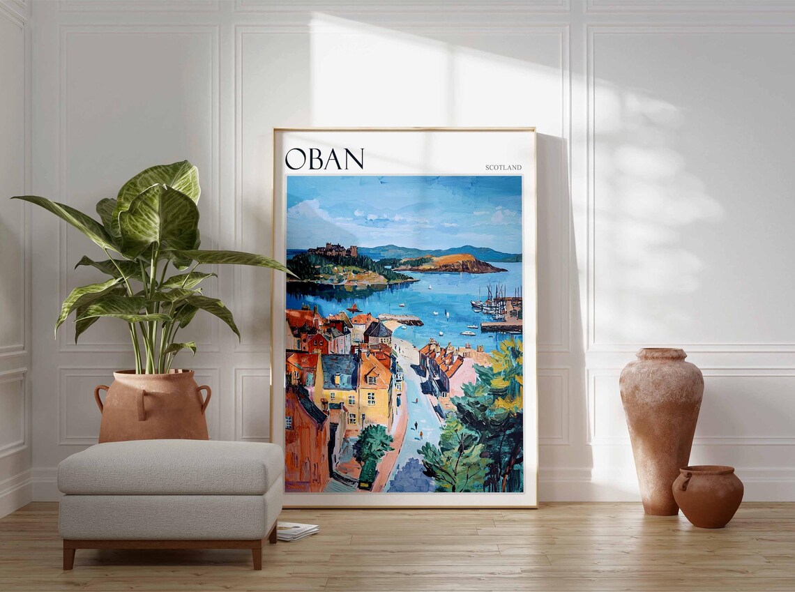 Oban Curved Street Castle Island Bay Town Scotland Travel Poster - Image 4