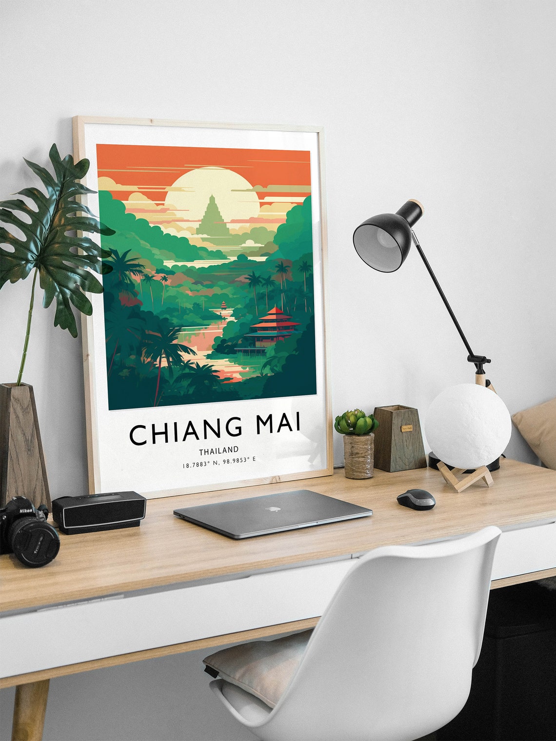 Chiang Mai Travel Poster Thailand Travel Print Thailand Travel Art Travel Poster Colourful Travel Decor Travel Gift A1a2a3a4 - Image 2