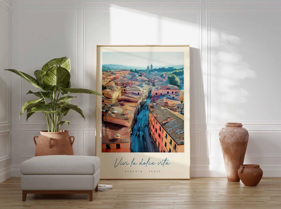 Perugia Poster Italian Travel Print Perugia Travel Art Perugia Wall Art Italy Art Italy Travel Decor Italian Travel Gift - Image 3