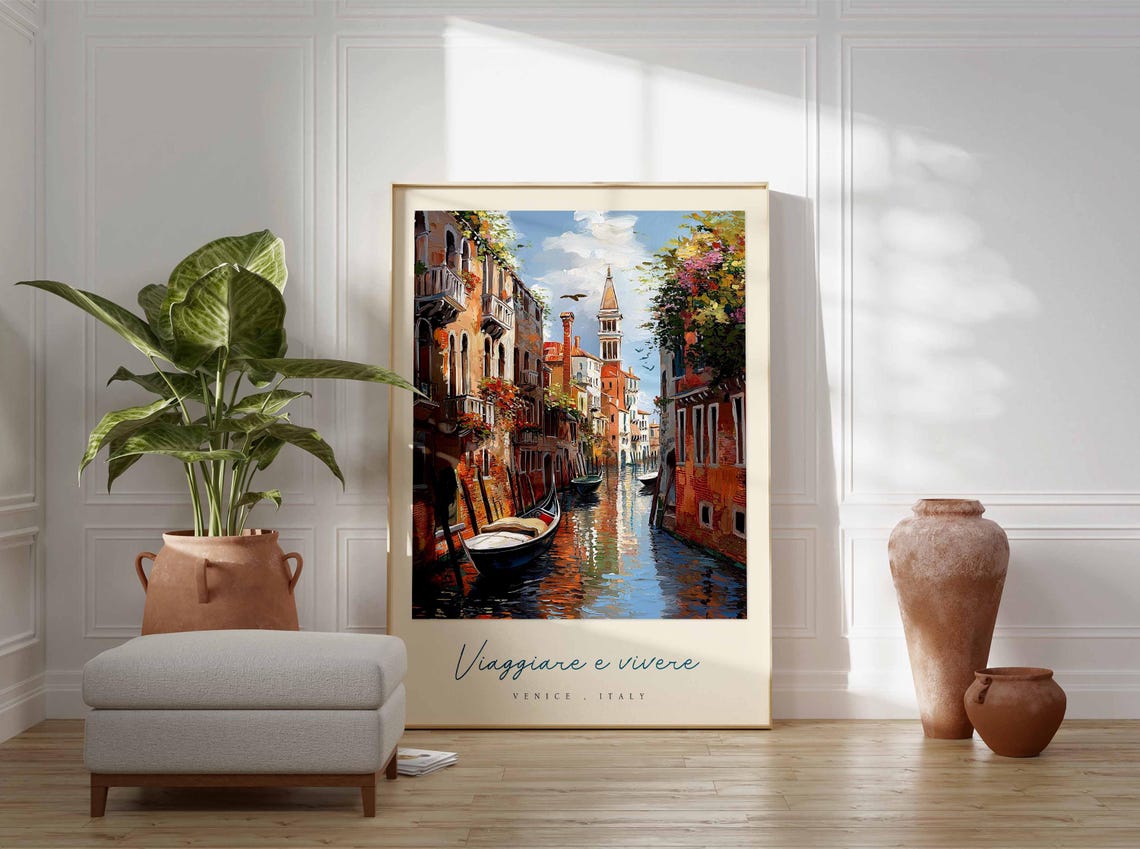 Venice Poster Italian Travel Print Venice Travel Art Venice Wall Art Italy Art Italy Travel Decor Italian Travel Gift - Image 3